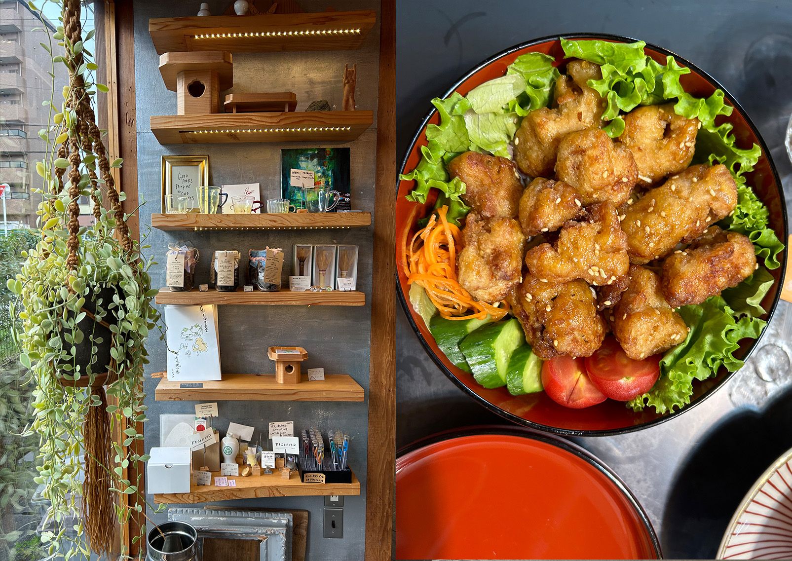 Shojin Karaage Bowl på restaurant Onwa, Nara, Japan