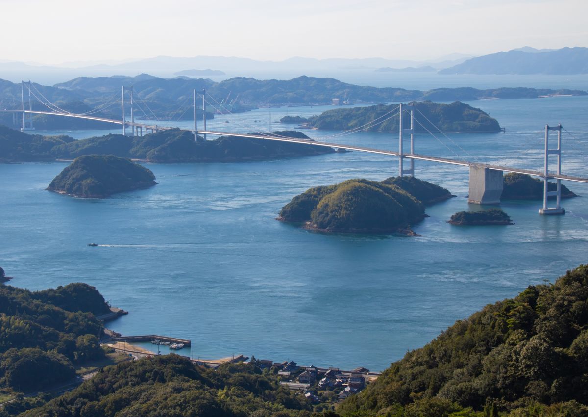 Luftfoto av Shimanami Kaido-ruten