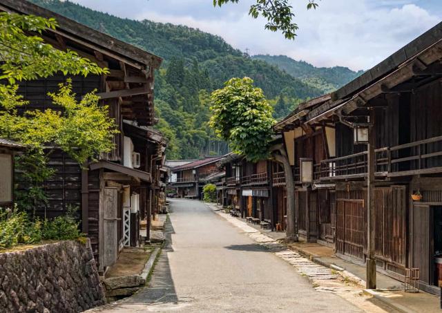 Historiske trehus i Tsumago-Juku