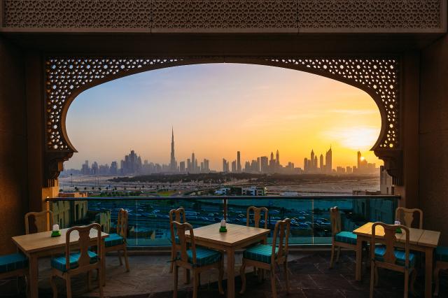 Utsikt over Dubai fra restaurant, Dubai