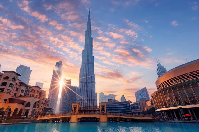 Utsikt over Burj Khalifa om natten, Dubai