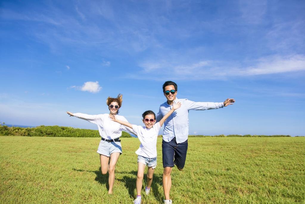 Familie på sommertur i Japan
