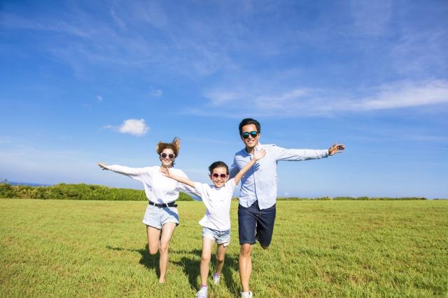 Familie på sommertur i Japan
