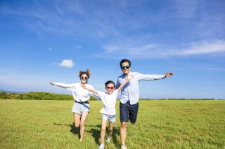 Familie på sommertur i Japan