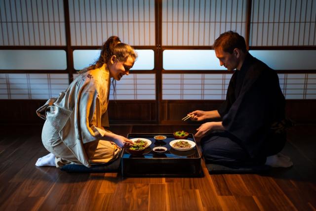 Et tradisjonelt måltid på en ryokan