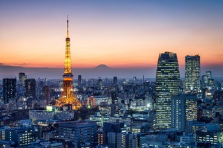 Utsikt over Tokyo ved solnedgang, Japan